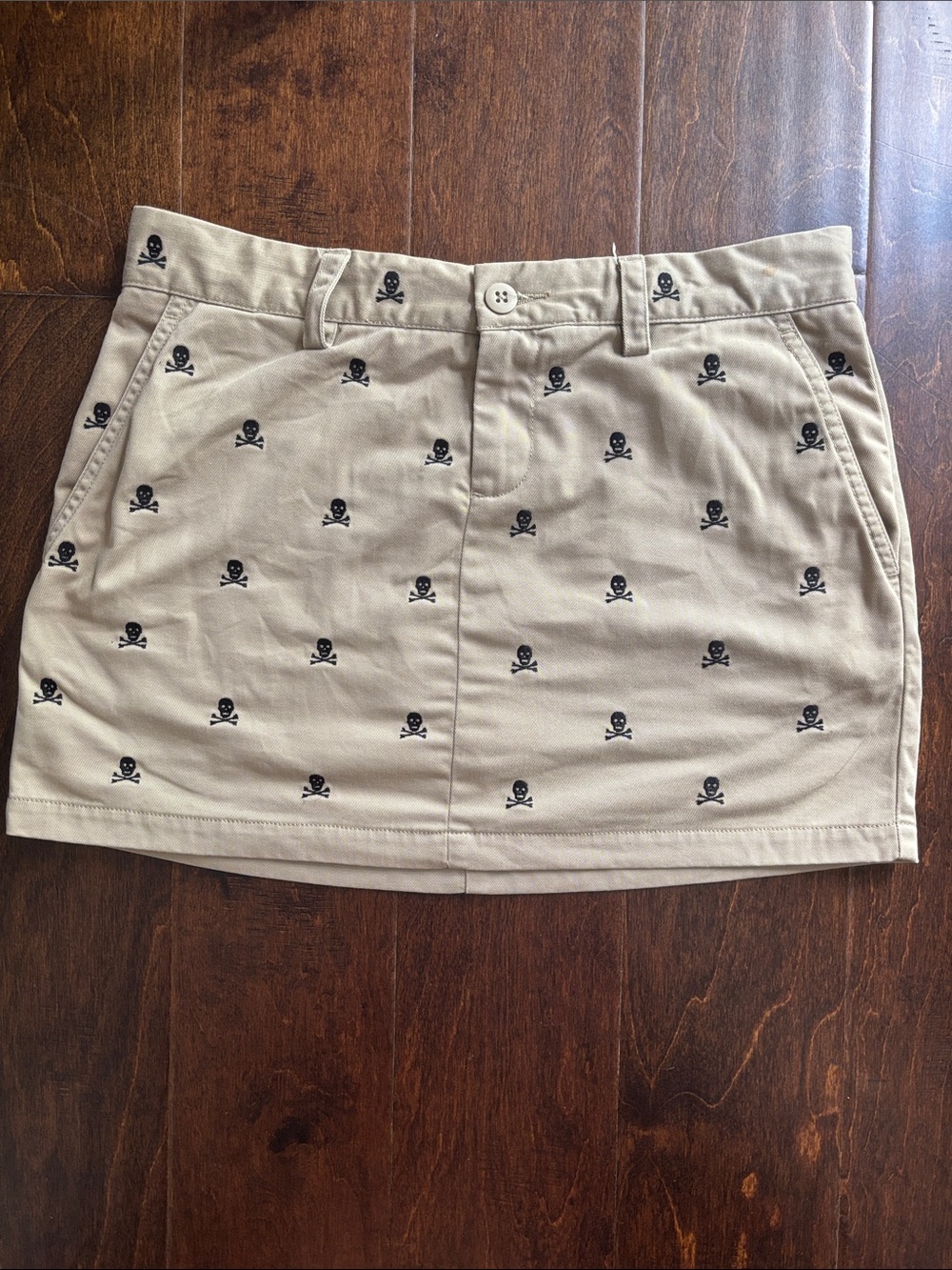 🤎 00s RALPH LAUREN POLORUGBY Beige Skull-Embroidered Women’s Skirt